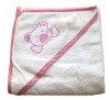 100% cotton terry embroidered bear baby hooded towel