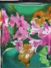 Green  100% polyester fabric/Crepon fabric with flowers