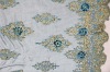 Handmade Diamonds embroidery fabric for evening dress