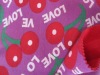 Love and cherry printed plush fabric